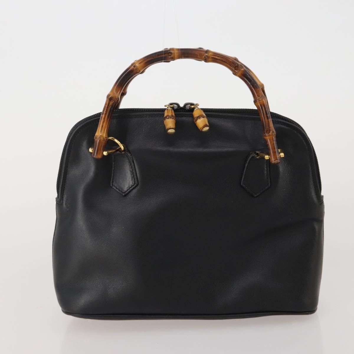 GUCCI Bamboo Shoulder Bag Hand Bag Leather 2 Set Black White Auth 200210