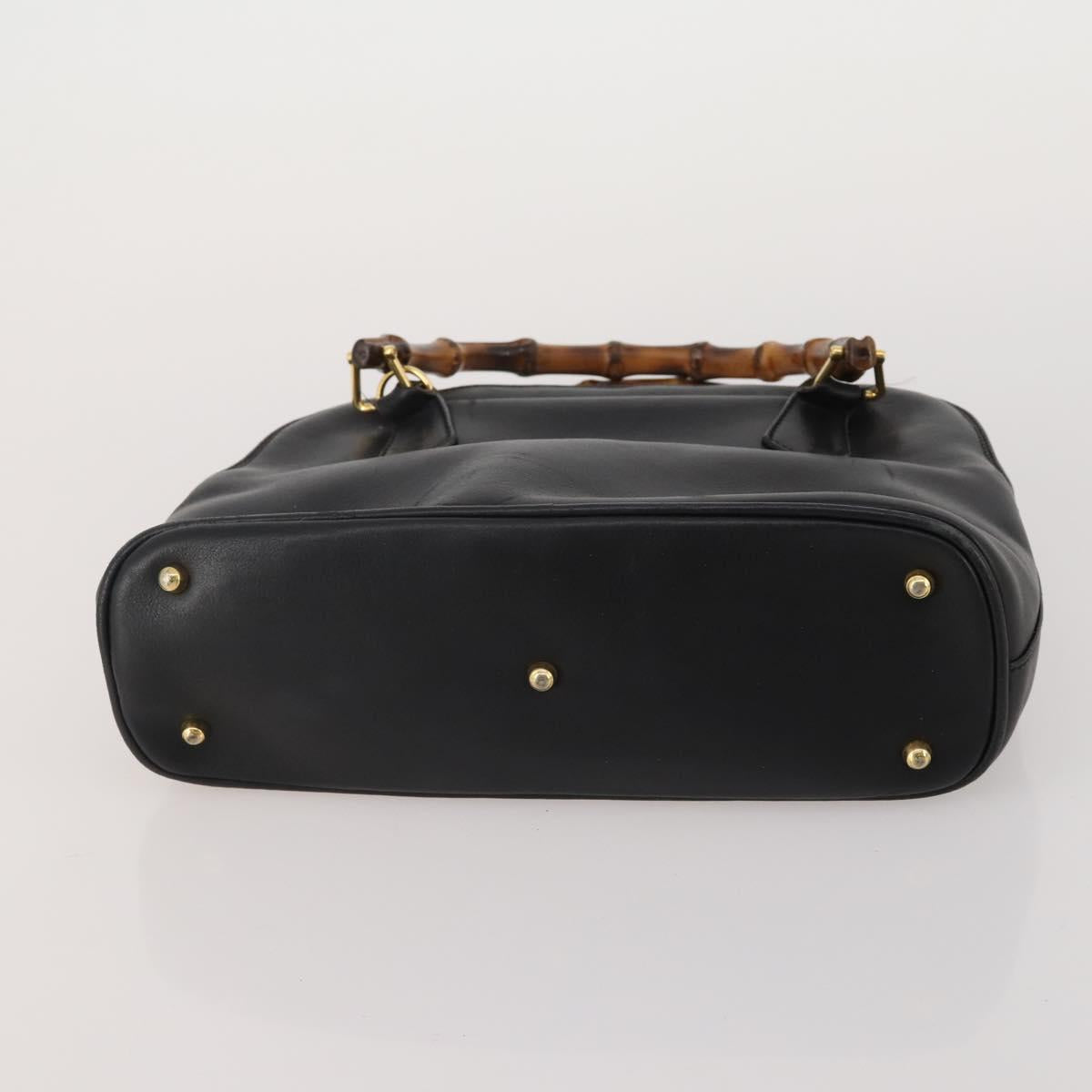 GUCCI Bamboo Shoulder Bag Hand Bag Leather 2 Set Black White Auth 200210