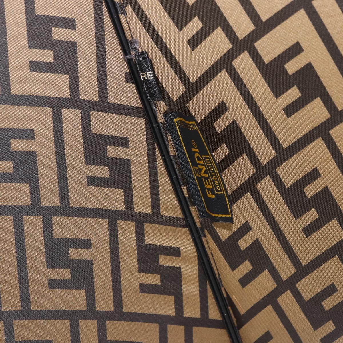 FENDI Zucca Umbrella Nylon Brown Gold Tone Auth 200211A