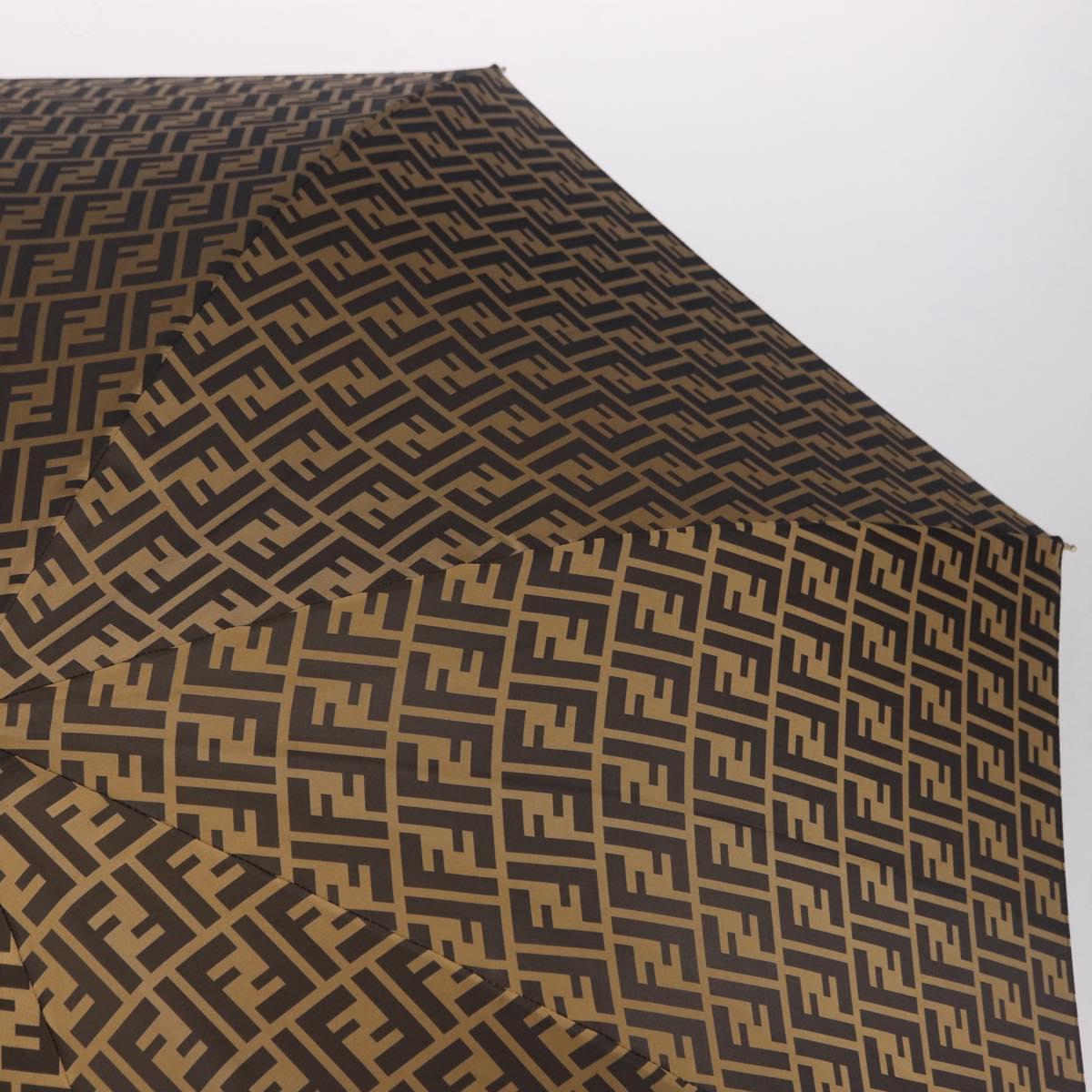 FENDI Zucca Umbrella Nylon Brown Gold Tone Auth 200211A
