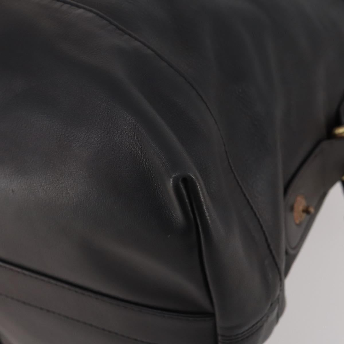 Coach Boston Bag Leather 2way Black Gold Tone Auth 200213