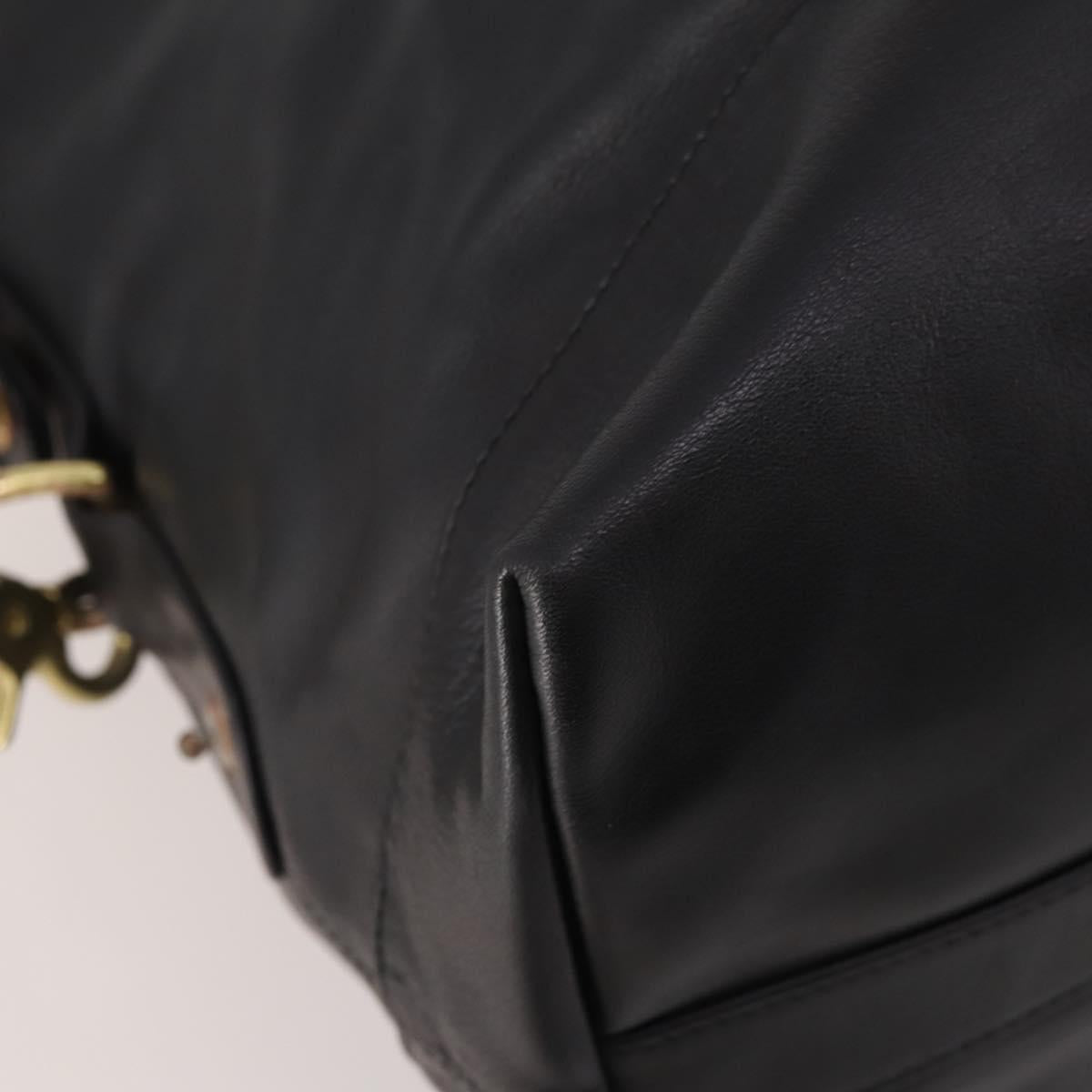 Coach Boston Bag Leather 2way Black Gold Tone Auth 200213