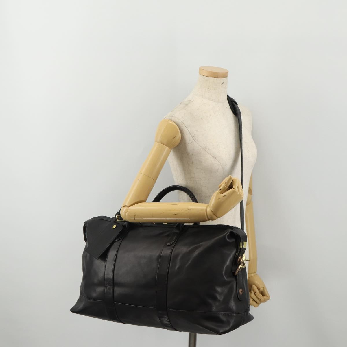 Coach Boston Bag Leather 2way Black Gold Tone Auth 200213