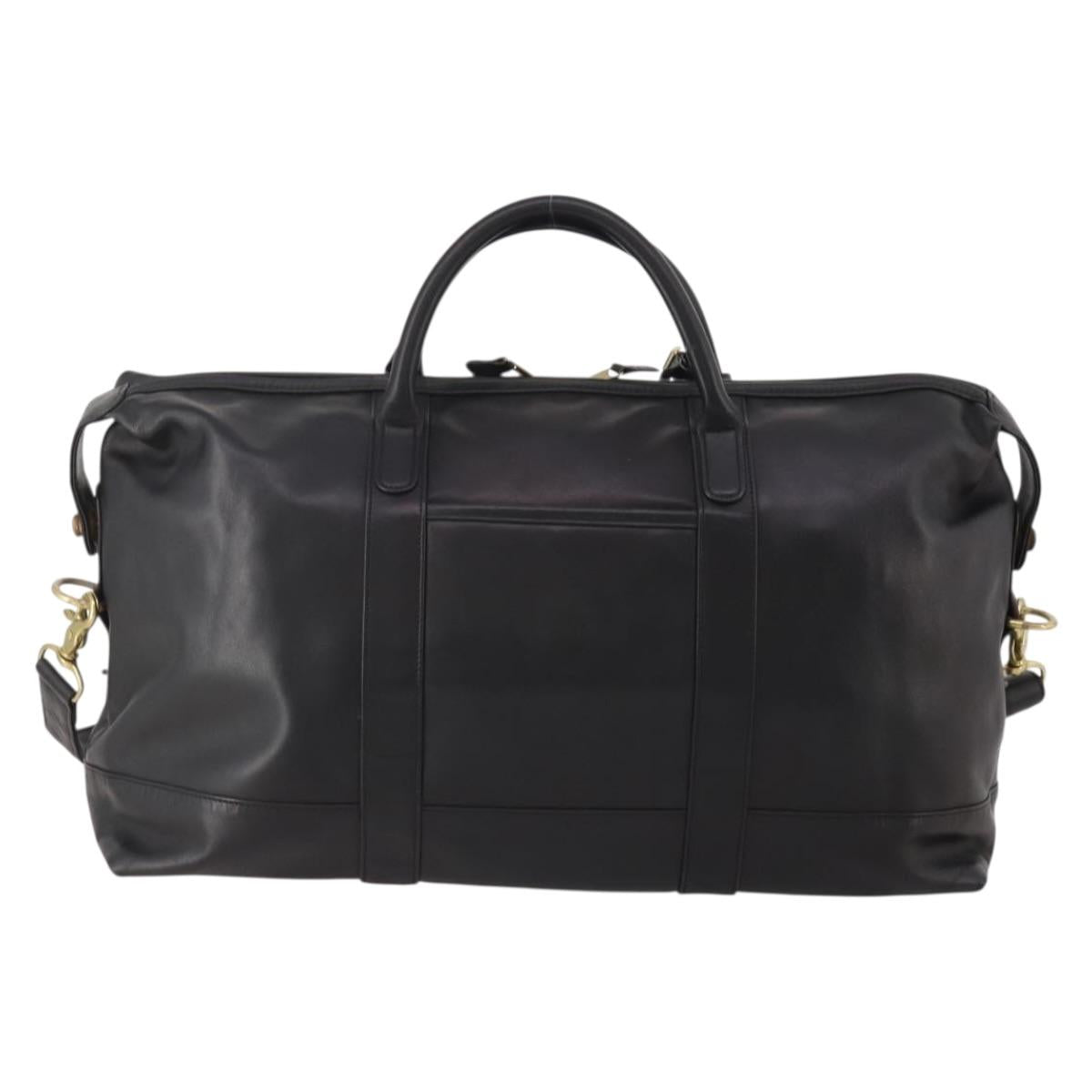 Coach Boston Bag Leather 2way Black Gold Tone Auth 200213