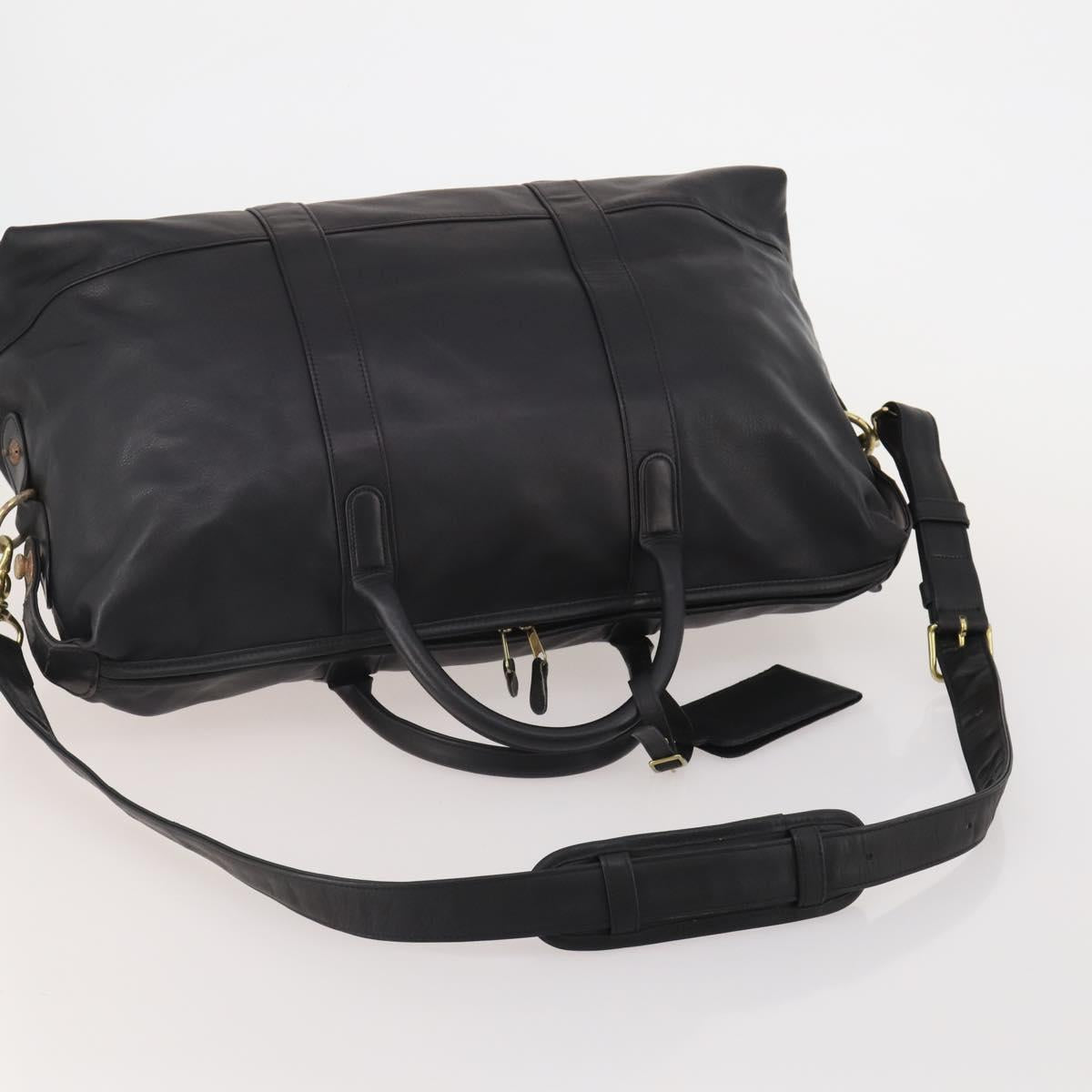 Coach Boston Bag Leather 2way Black Gold Tone Auth 200213