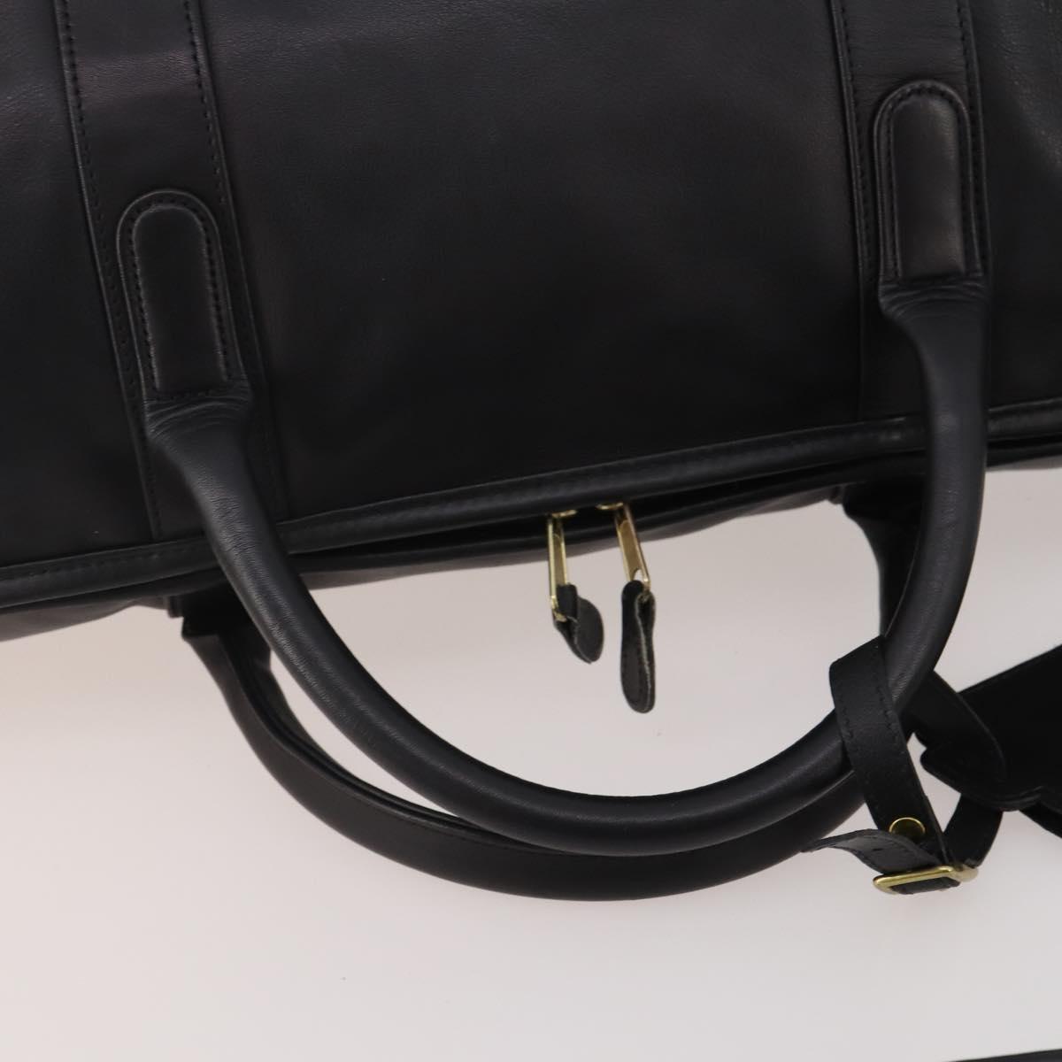 Coach Boston Bag Leather 2way Black Gold Tone Auth 200213