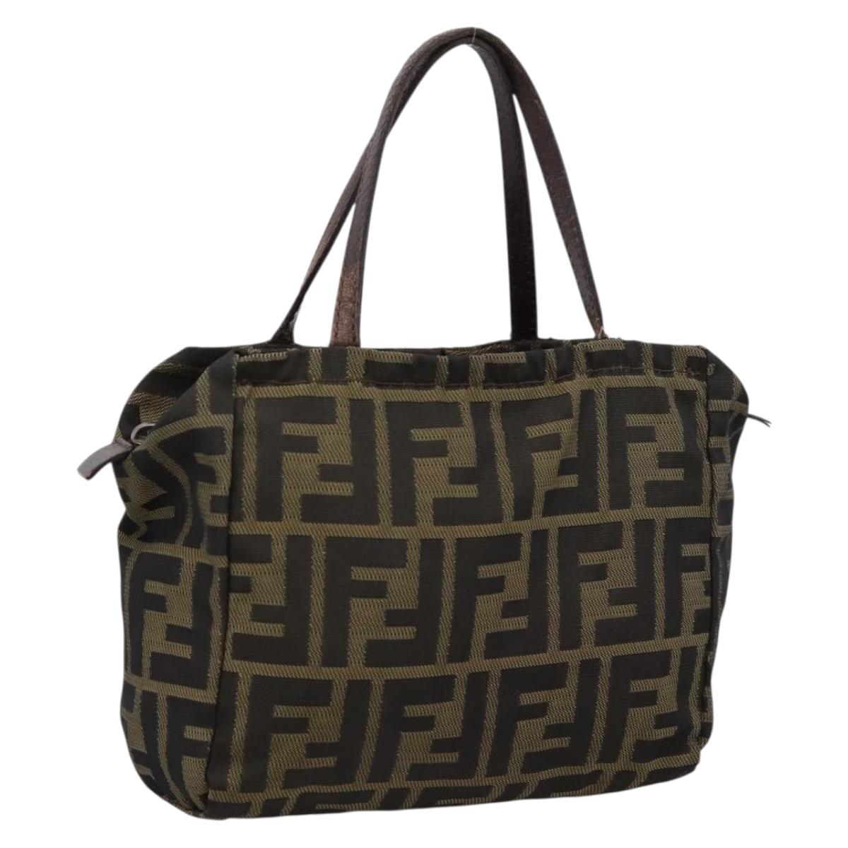 FENDI Zucca Canvas Hand Bag Black Brown Auth 200235
