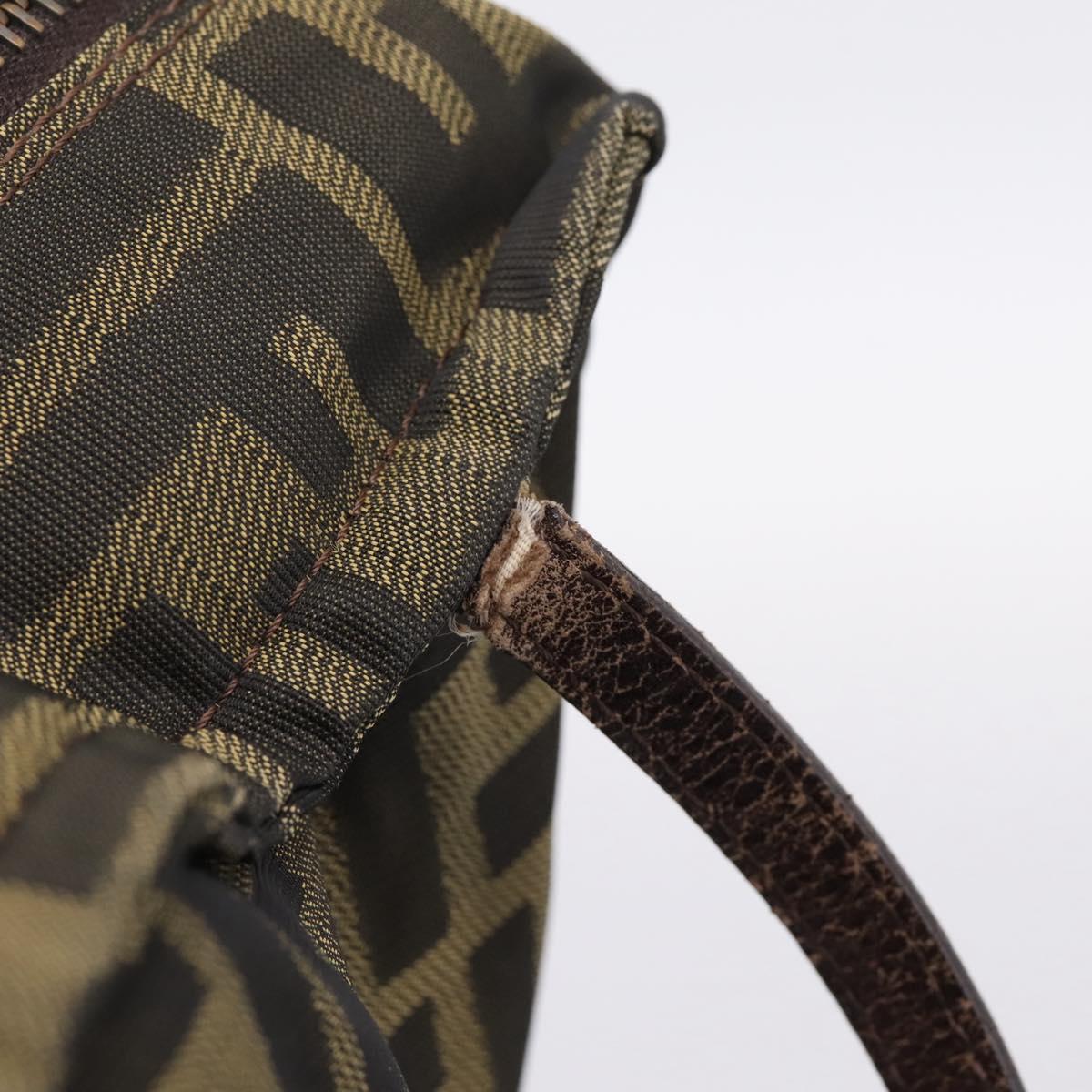 FENDI Zucca Canvas Hand Bag Black Brown Auth 200235