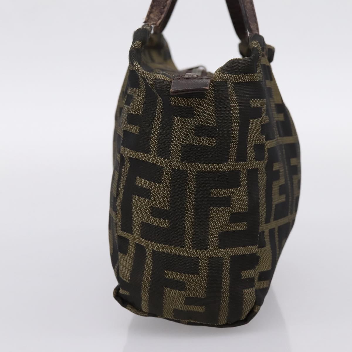 FENDI Zucca Canvas Hand Bag Black Brown Auth 200235