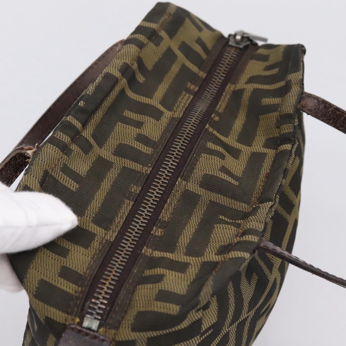 FENDI Zucca Canvas Hand Bag Black Brown Auth 200235
