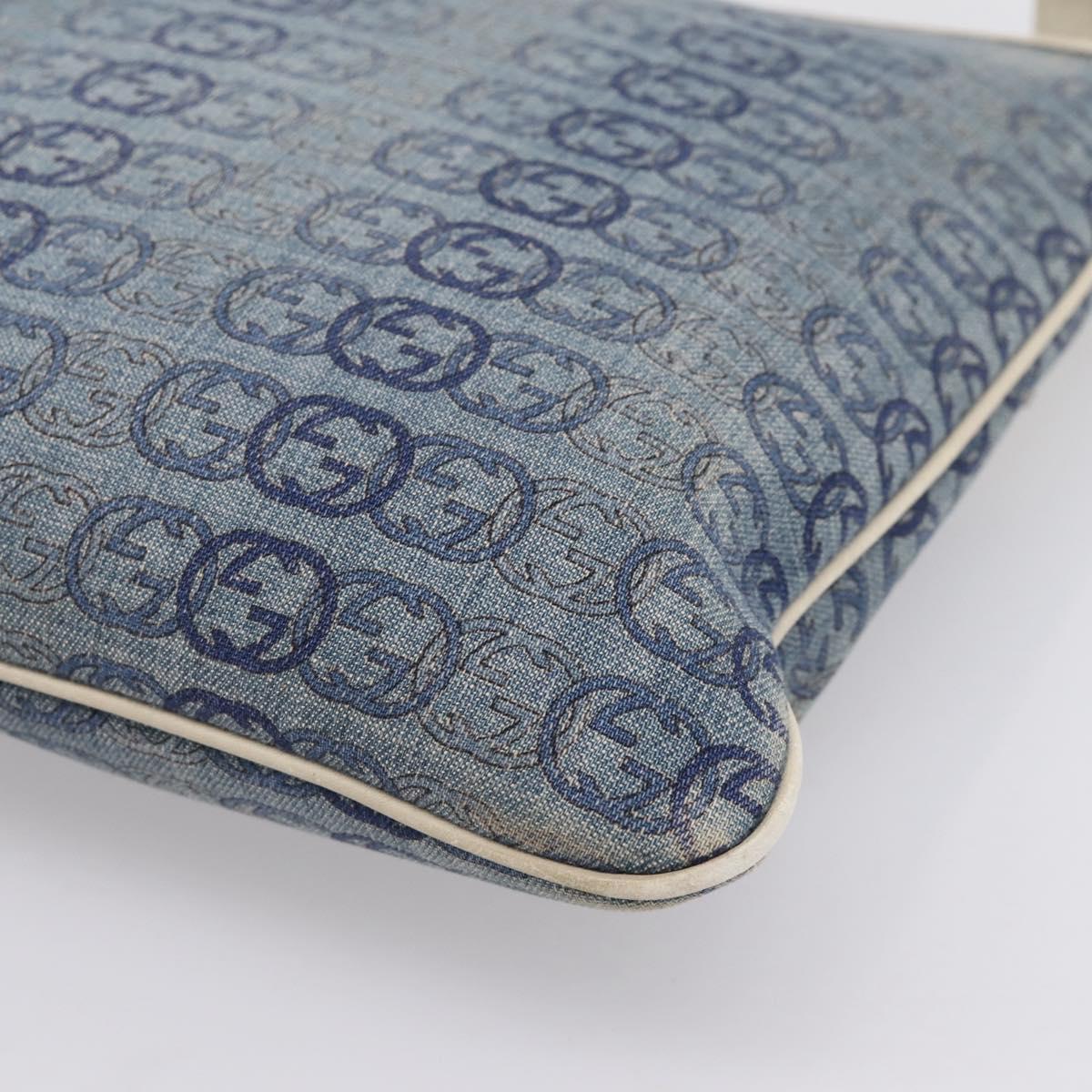 GUCCI Interlocking G Shoulder Bag Denim Outlet Blue Gold 257246 Auth 200236
