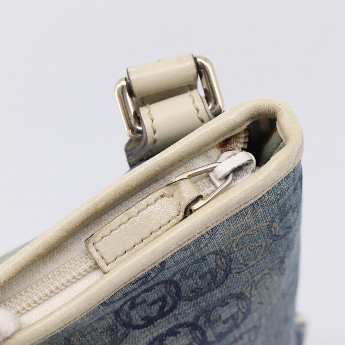 GUCCI Interlocking G Shoulder Bag Denim Outlet Blue Gold 257246 Auth 200236