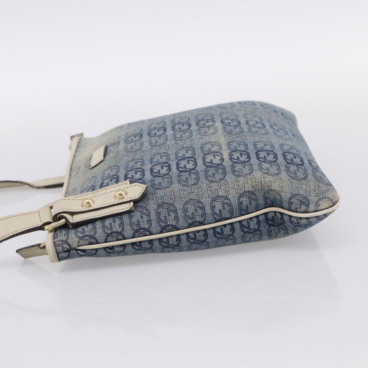 GUCCI Interlocking G Shoulder Bag Denim Outlet Blue Gold 257246 Auth 200236