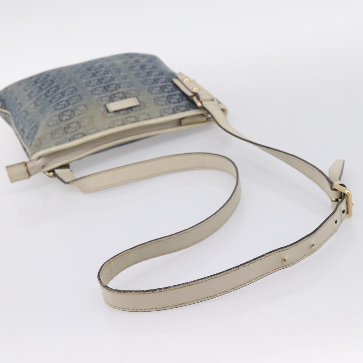 GUCCI Interlocking G Shoulder Bag Denim Outlet Blue Gold 257246 Auth 200236
