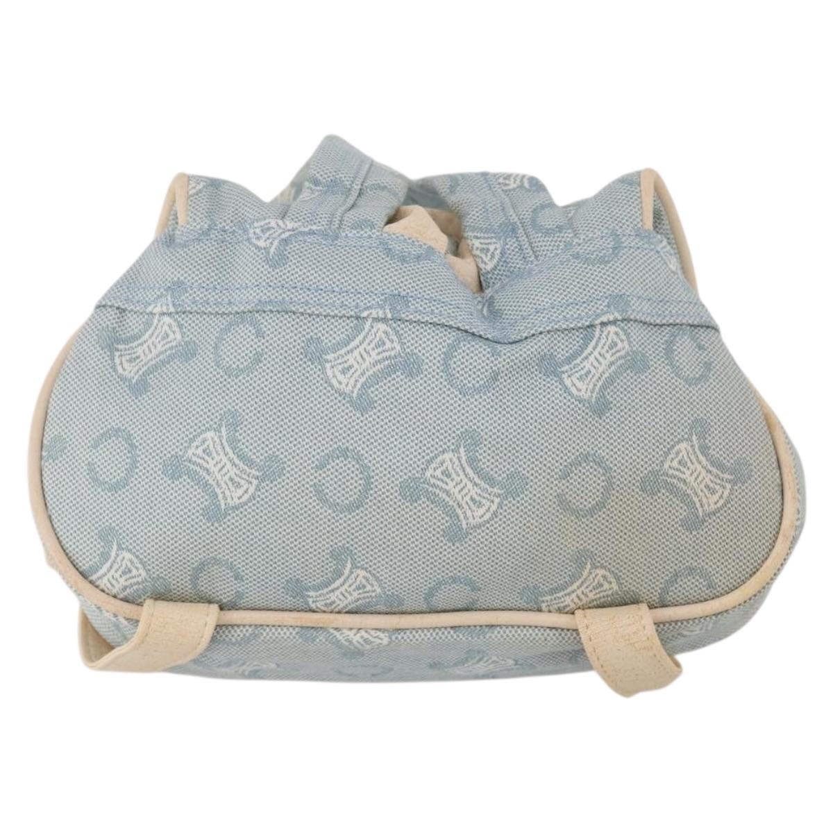 CELINE C Macadam Canvas Backpack Blue Gold Auth 200238