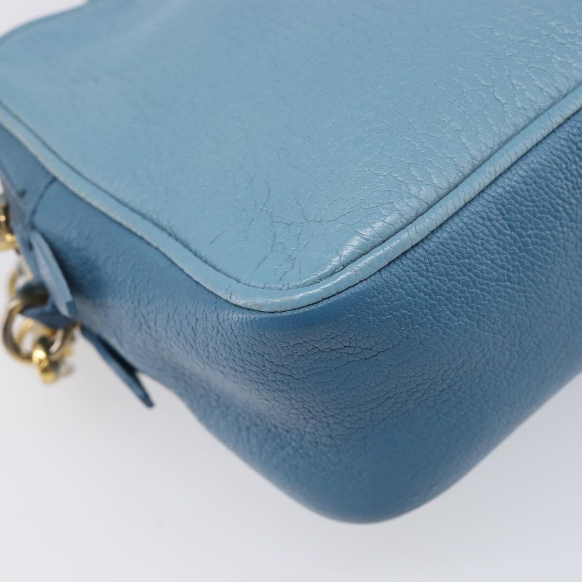 Miu Miu Shoulder Bag Leather Blue Gold Auth 200239A