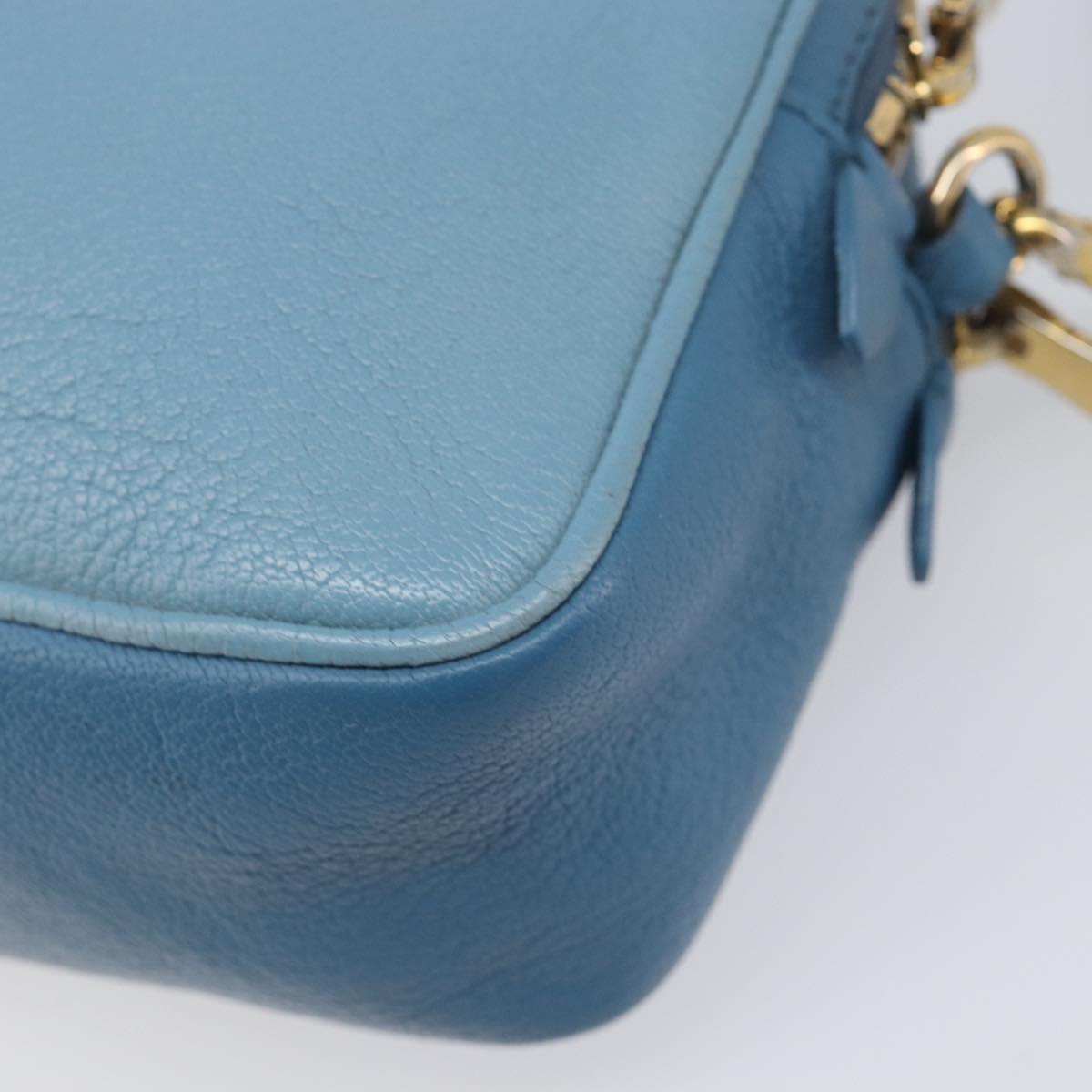 Miu Miu Shoulder Bag Leather Blue Gold Auth 200239A