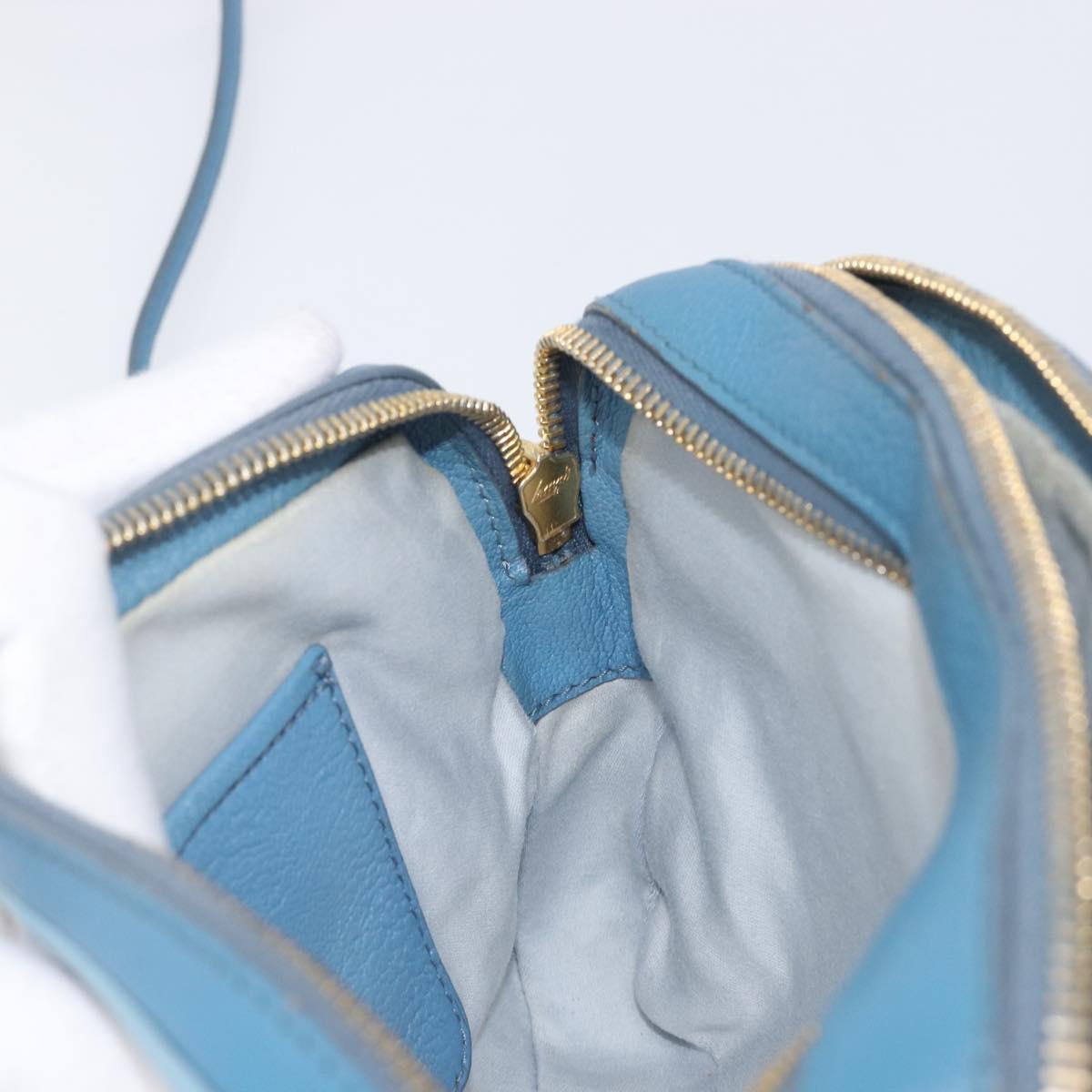 Miu Miu Shoulder Bag Leather Blue Gold Auth 200239A