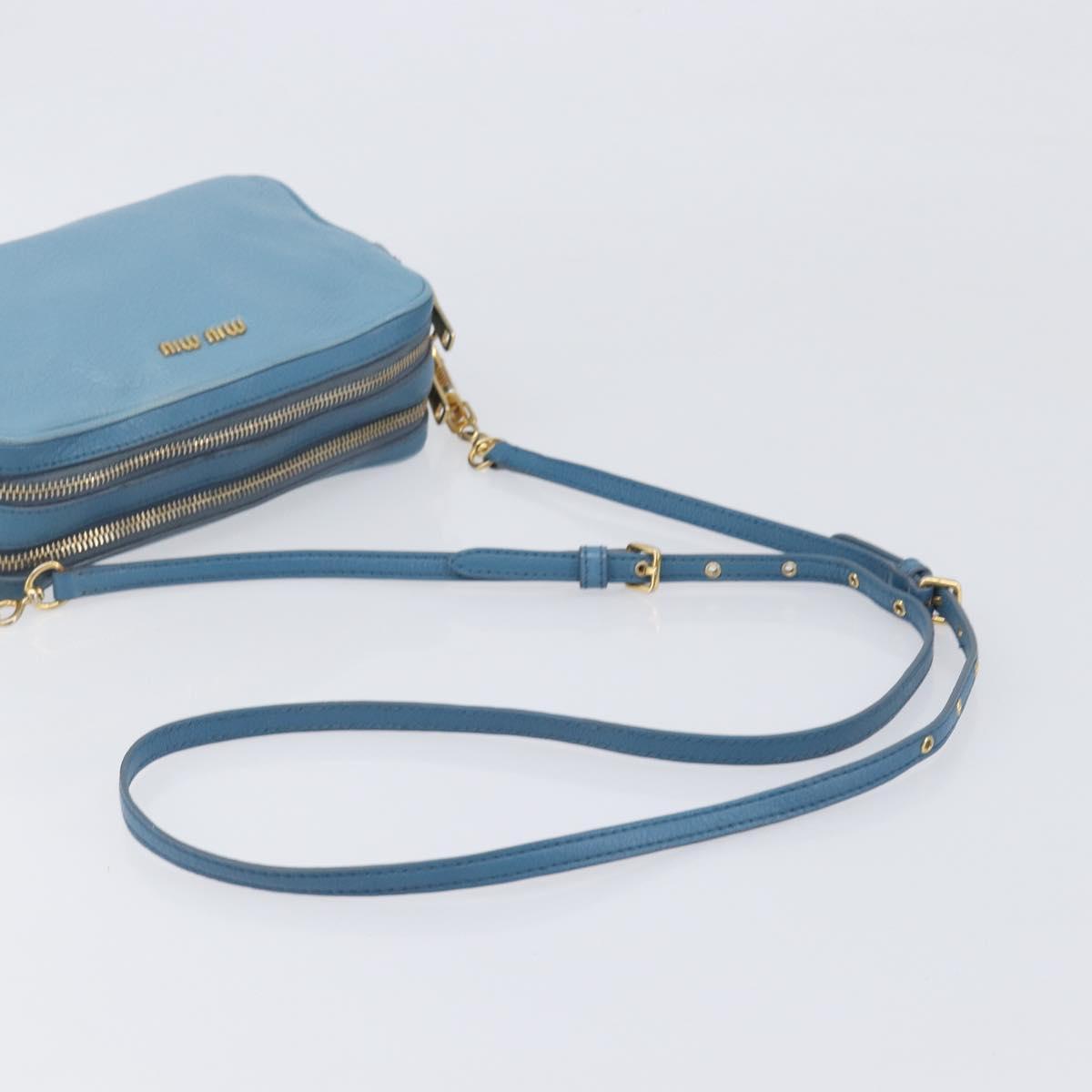 Miu Miu Shoulder Bag Leather Blue Gold Auth 200239A
