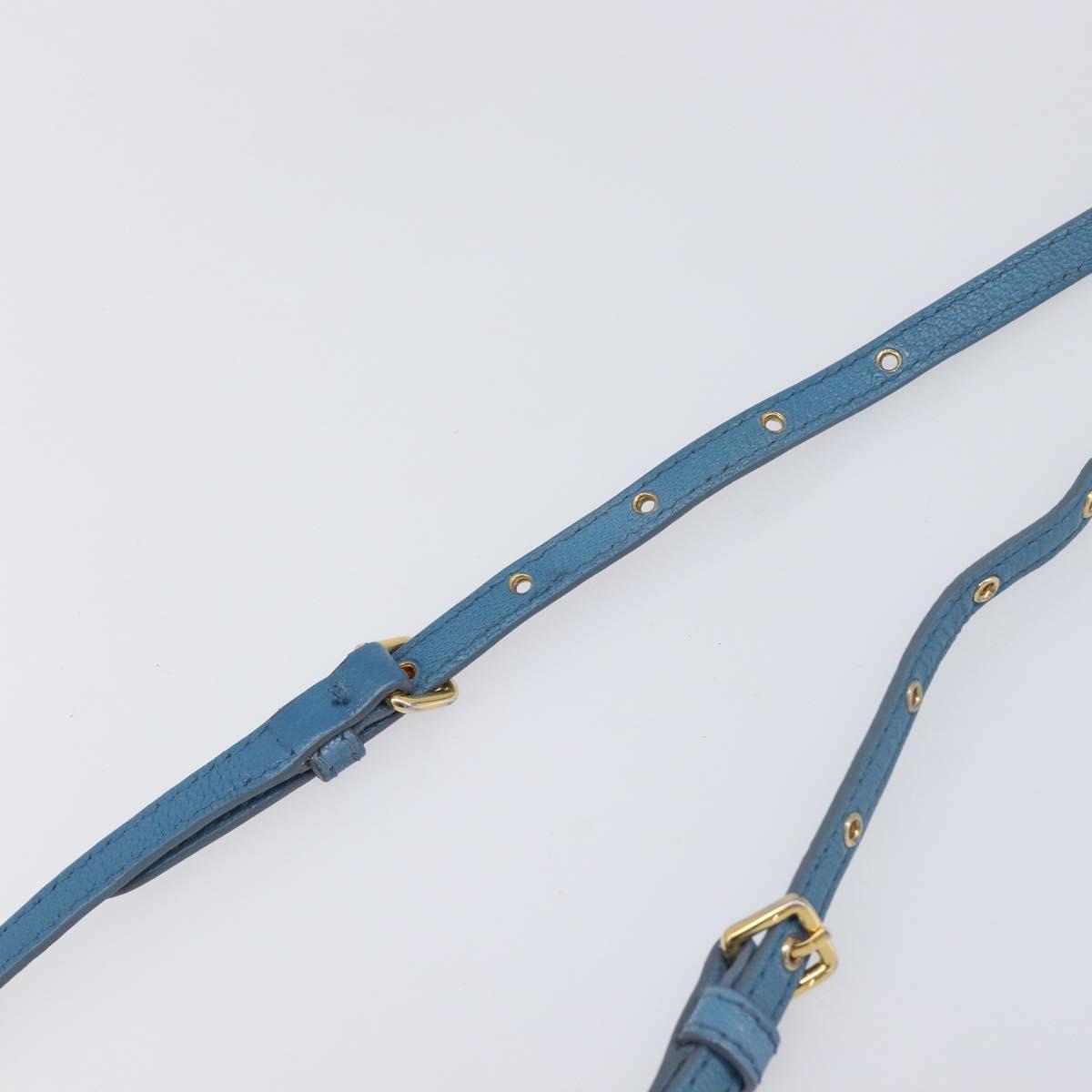 Miu Miu Shoulder Bag Leather Blue Gold Auth 200239A