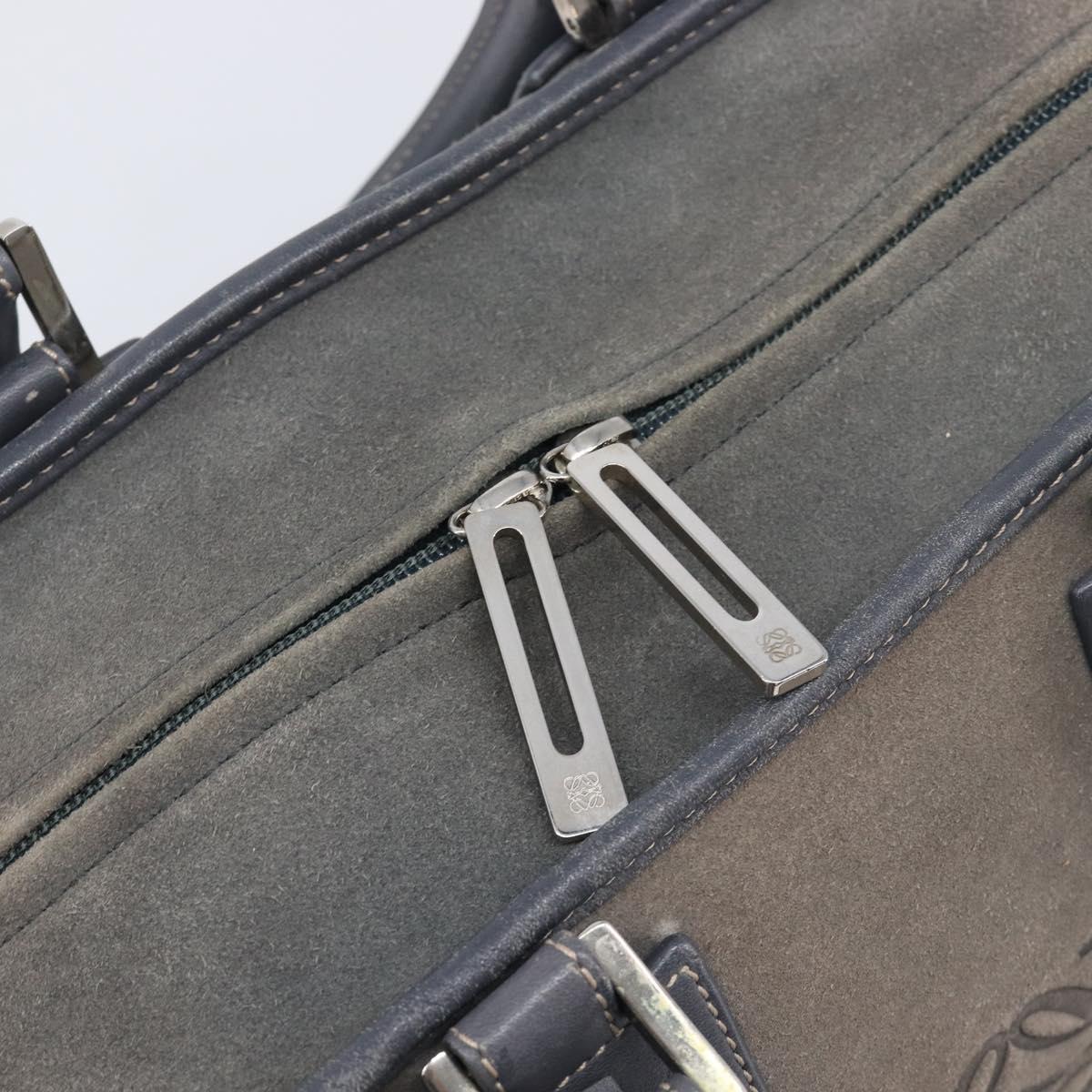 LOEWE Americana 28 Hand Bag Suede Gray Silver Auth 200243A