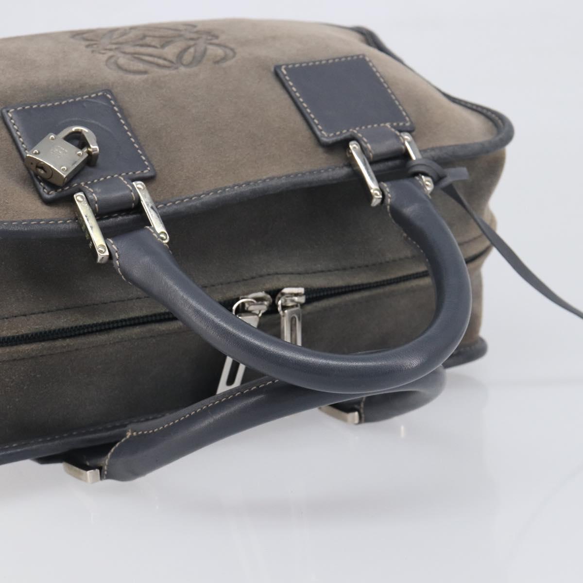 LOEWE Americana 28 Hand Bag Suede Gray Silver Auth 200243A