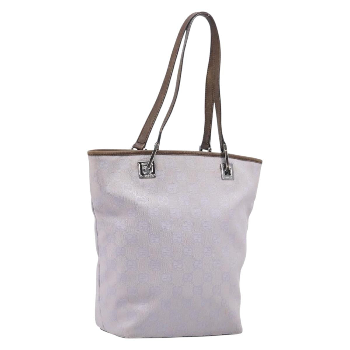 GUCCI GG Canvas Tote Bag Lavende Silver 31244 Auth 200244