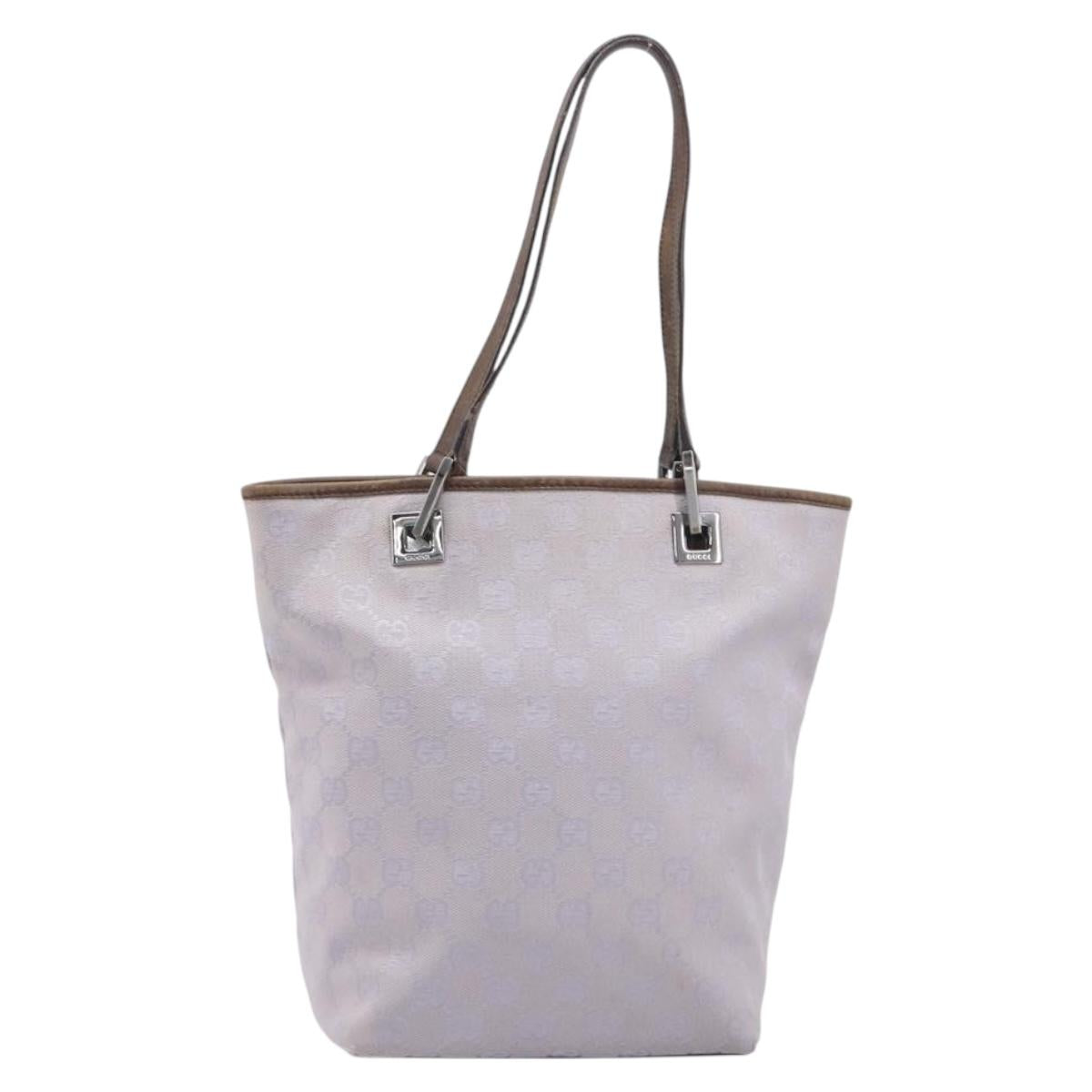 GUCCI GG Canvas Tote Bag Lavende Silver 31244 Auth 200244