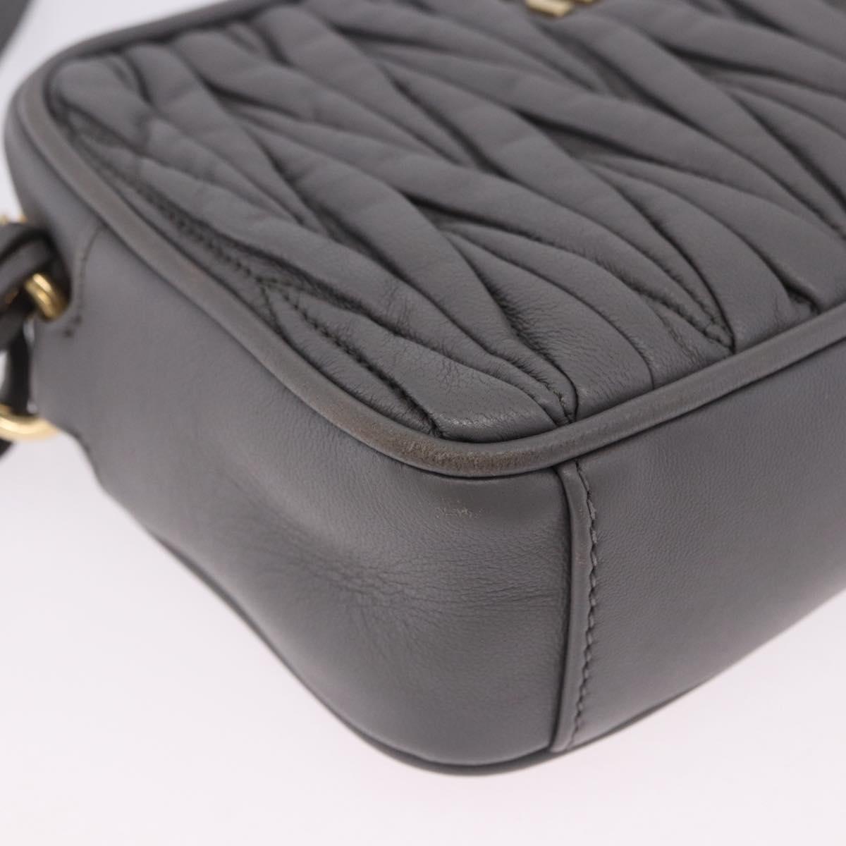 Miu Miu Matelasse Shoulder Bag Leather Gray Gold Auth 200246V