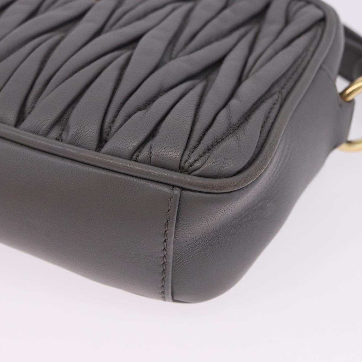 Miu Miu Matelasse Shoulder Bag Leather Gray Gold Auth 200246V