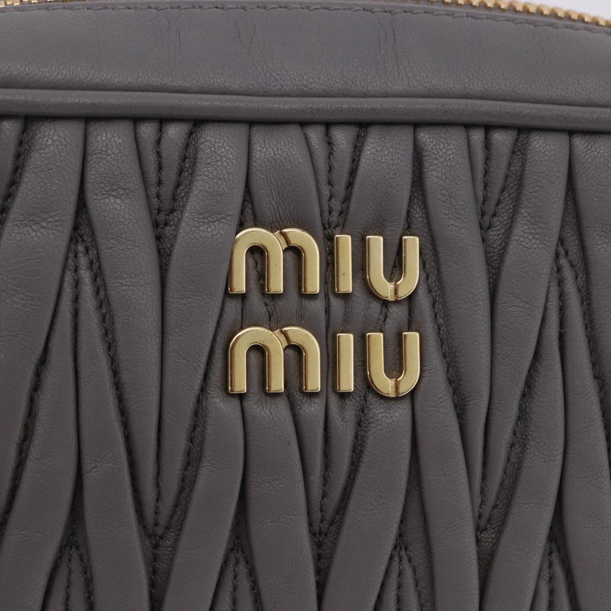 Miu Miu Matelasse Shoulder Bag Leather Gray Gold Auth 200246V