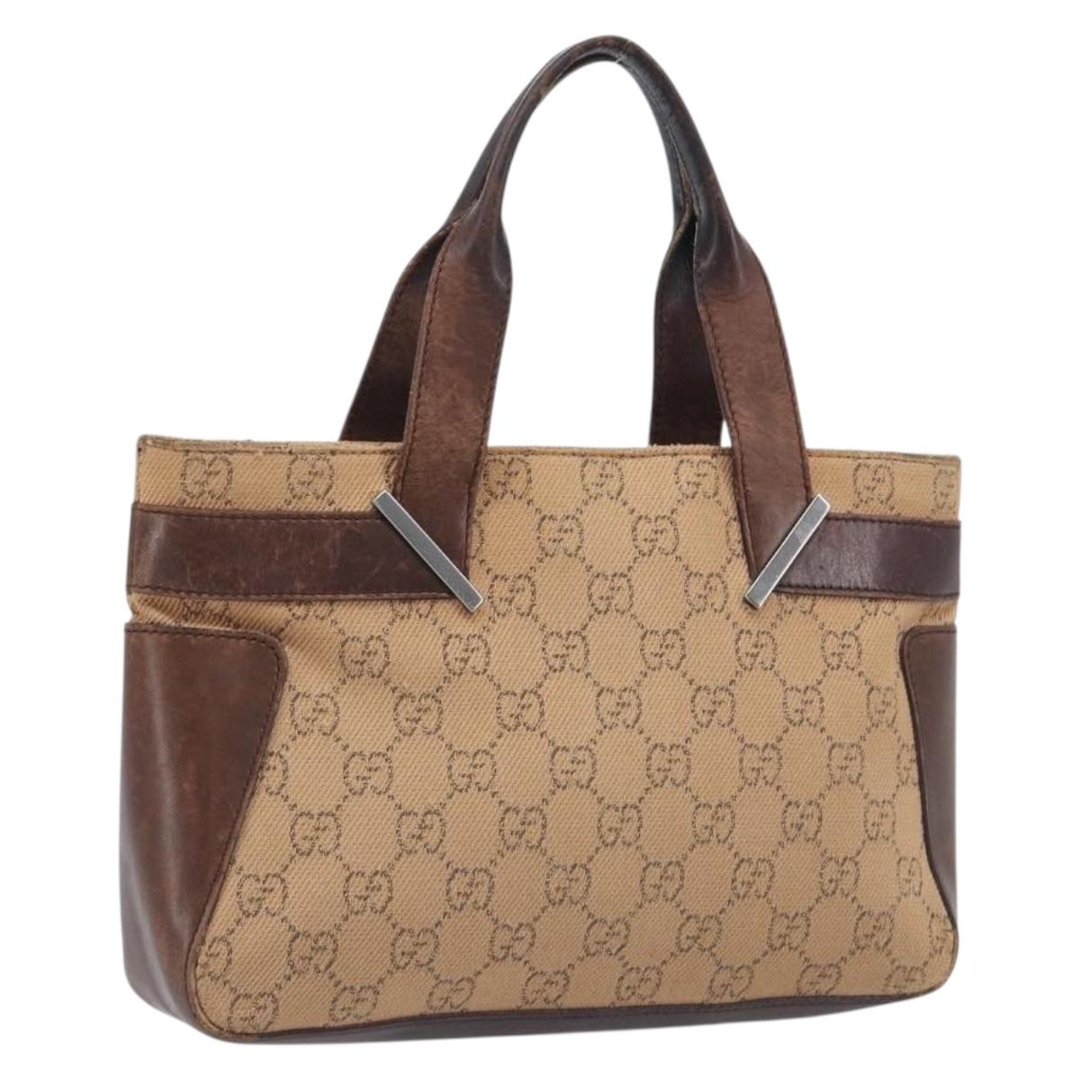 GUCCI GG Canvas Hand Bag Orange Silver 73984 Auth 200247