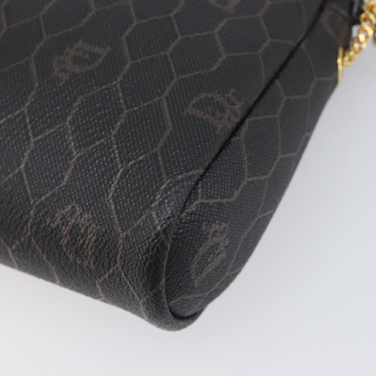 Christian Dior Honeycomb Canvas Chain Shoulder Bag PVC Black Gold Auth 200249A