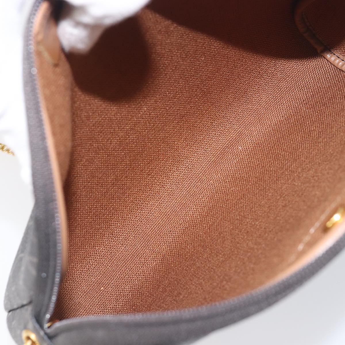 Christian Dior Honeycomb Canvas Chain Shoulder Bag PVC Black Gold Auth 200249A