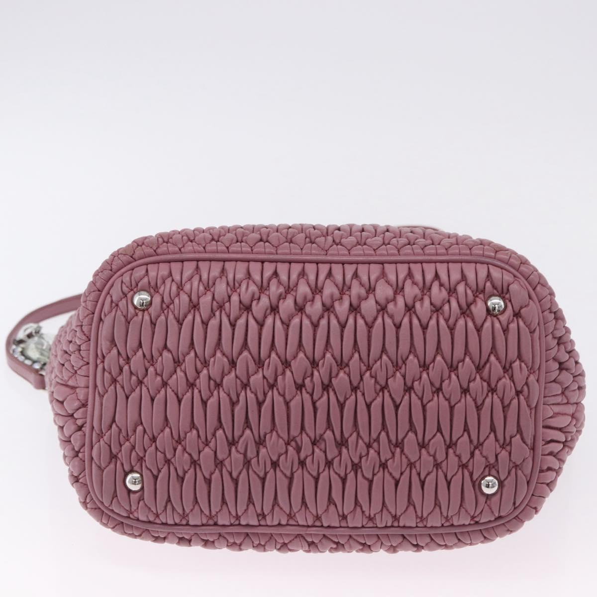 Miu Miu Matelasse Chain Shoulder Bag Leather 2way Pink Silver Auth 200252A