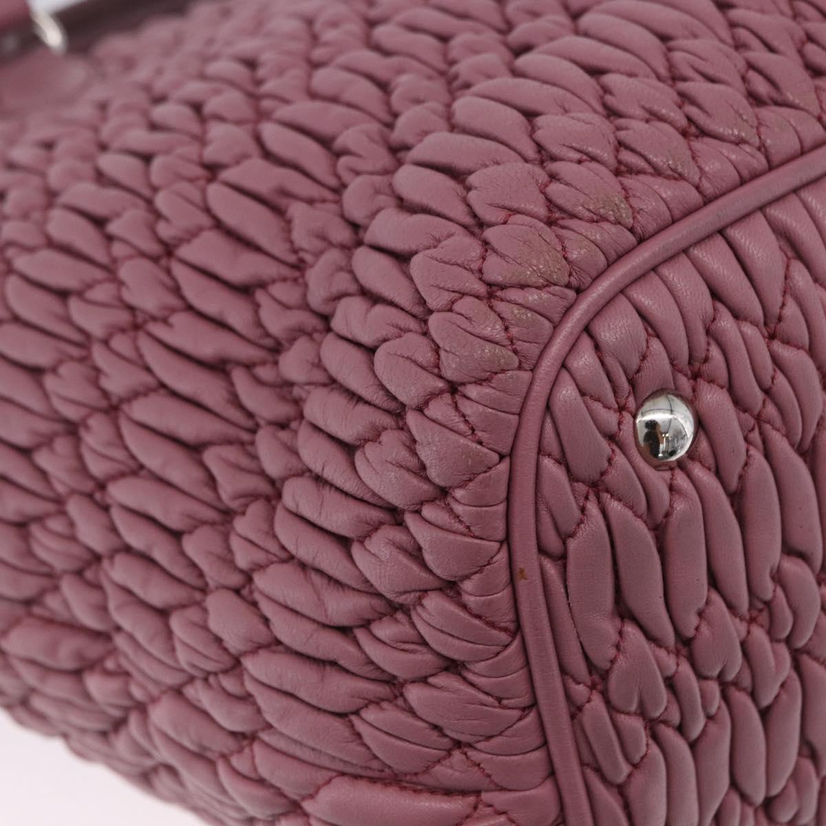 Miu Miu Matelasse Chain Shoulder Bag Leather 2way Pink Silver Auth 200252A