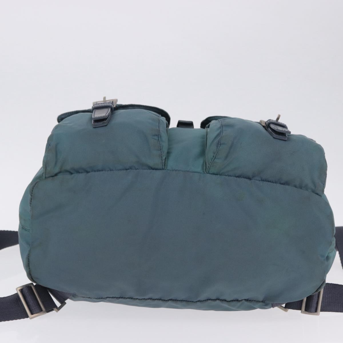 PRADA Backpack Nylon Green Silver Auth 200253
