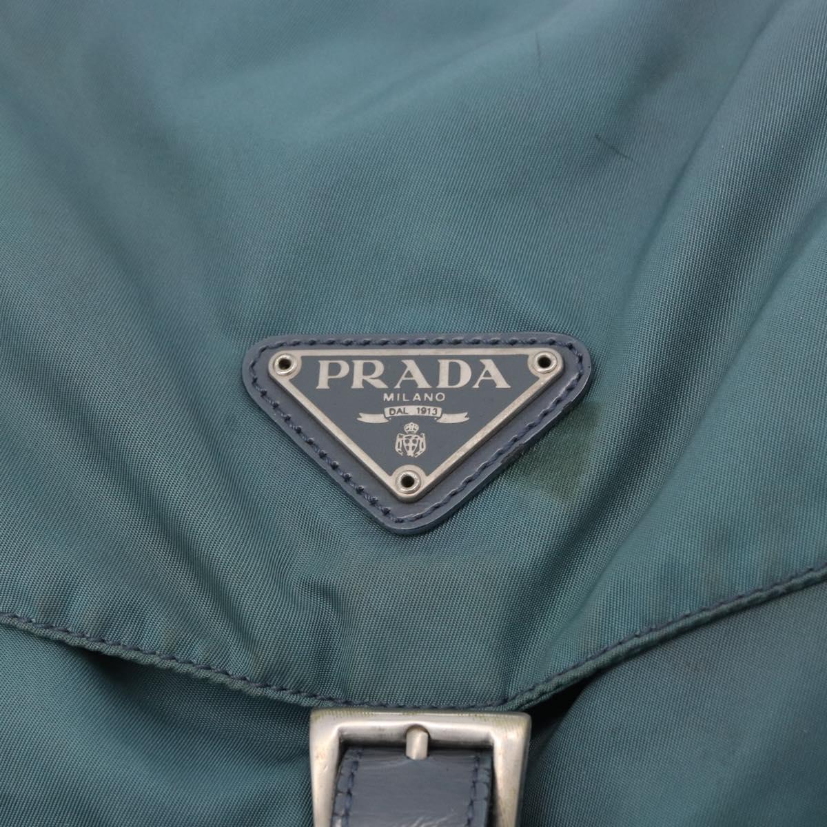 PRADA Backpack Nylon Green Silver Auth 200253