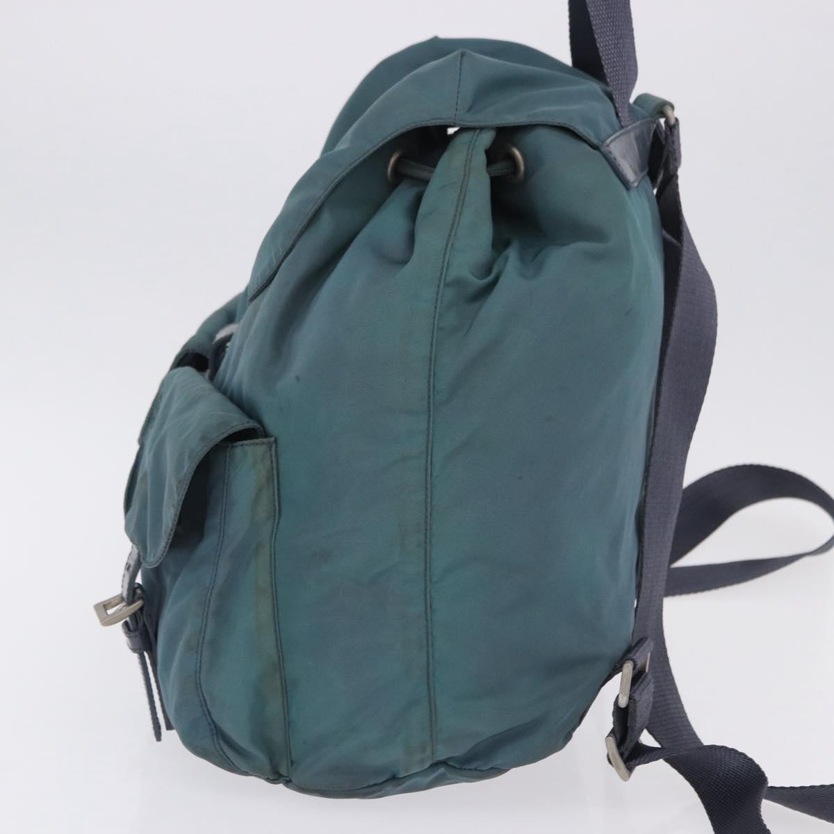 PRADA Backpack Nylon Green Silver Auth 200253