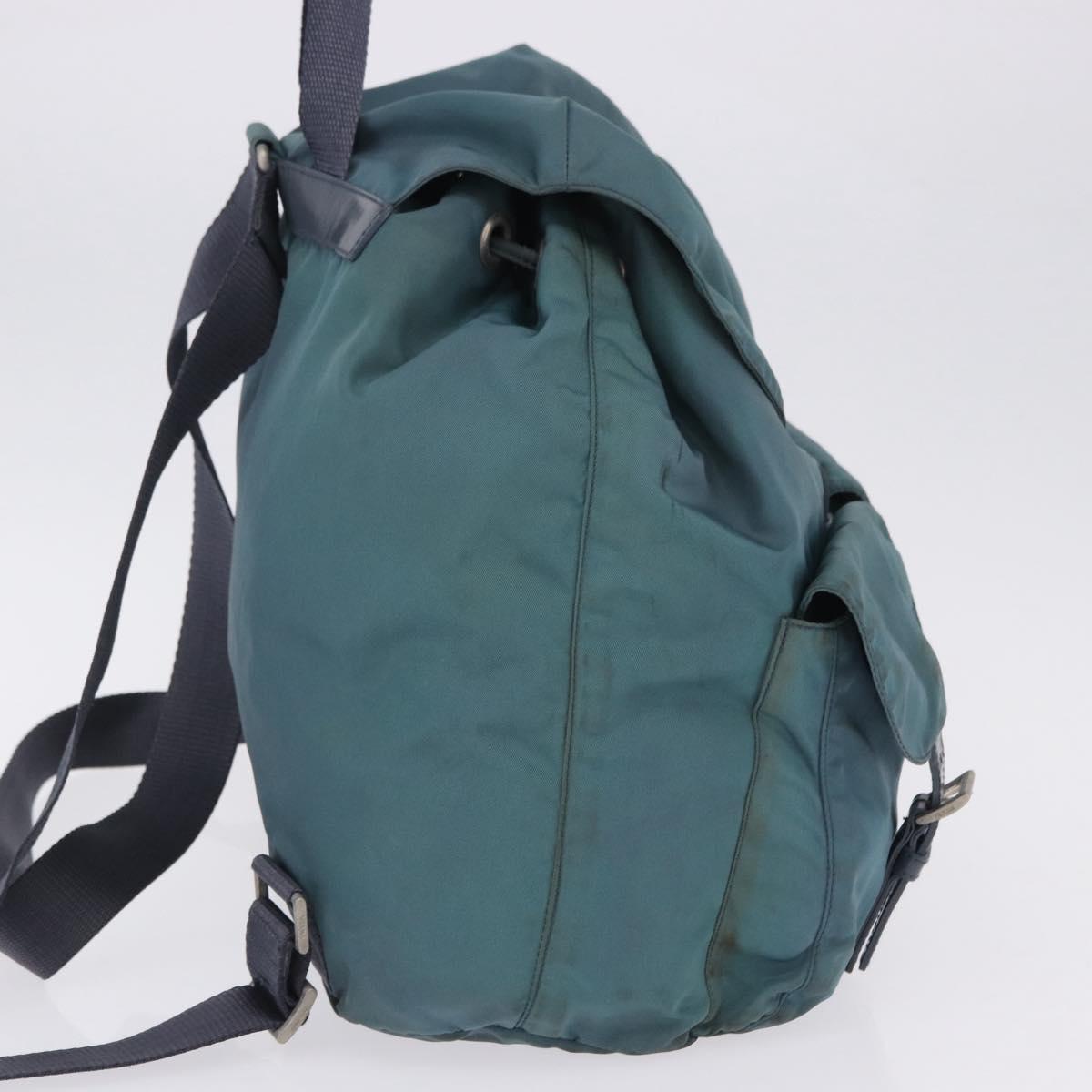PRADA Backpack Nylon Green Silver Auth 200253