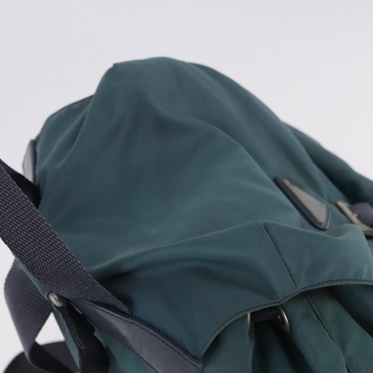 PRADA Backpack Nylon Green Silver Auth 200253