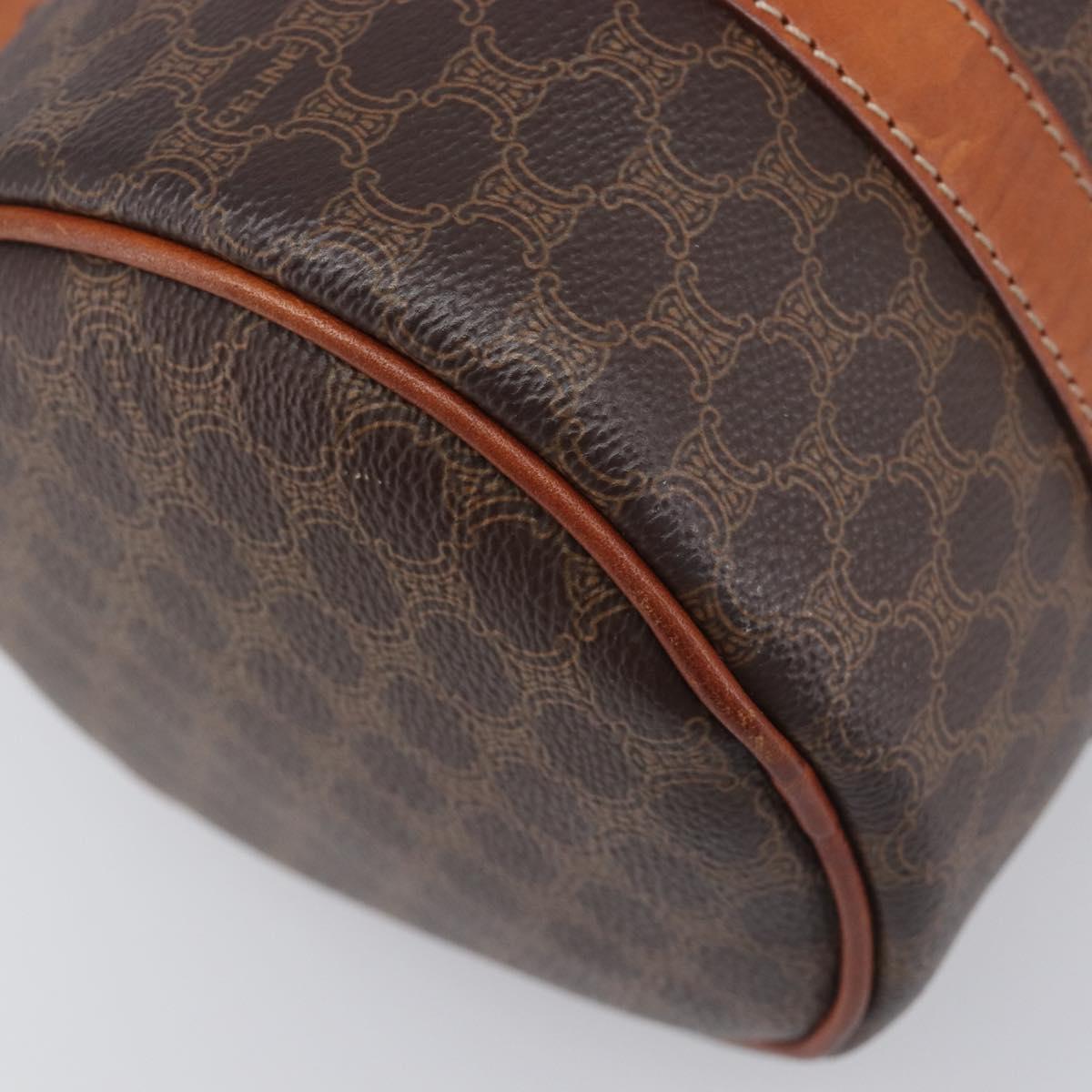 CELINE Macadam Canvas Hand Bag PVC Leather Brown Gold Auth 200255A