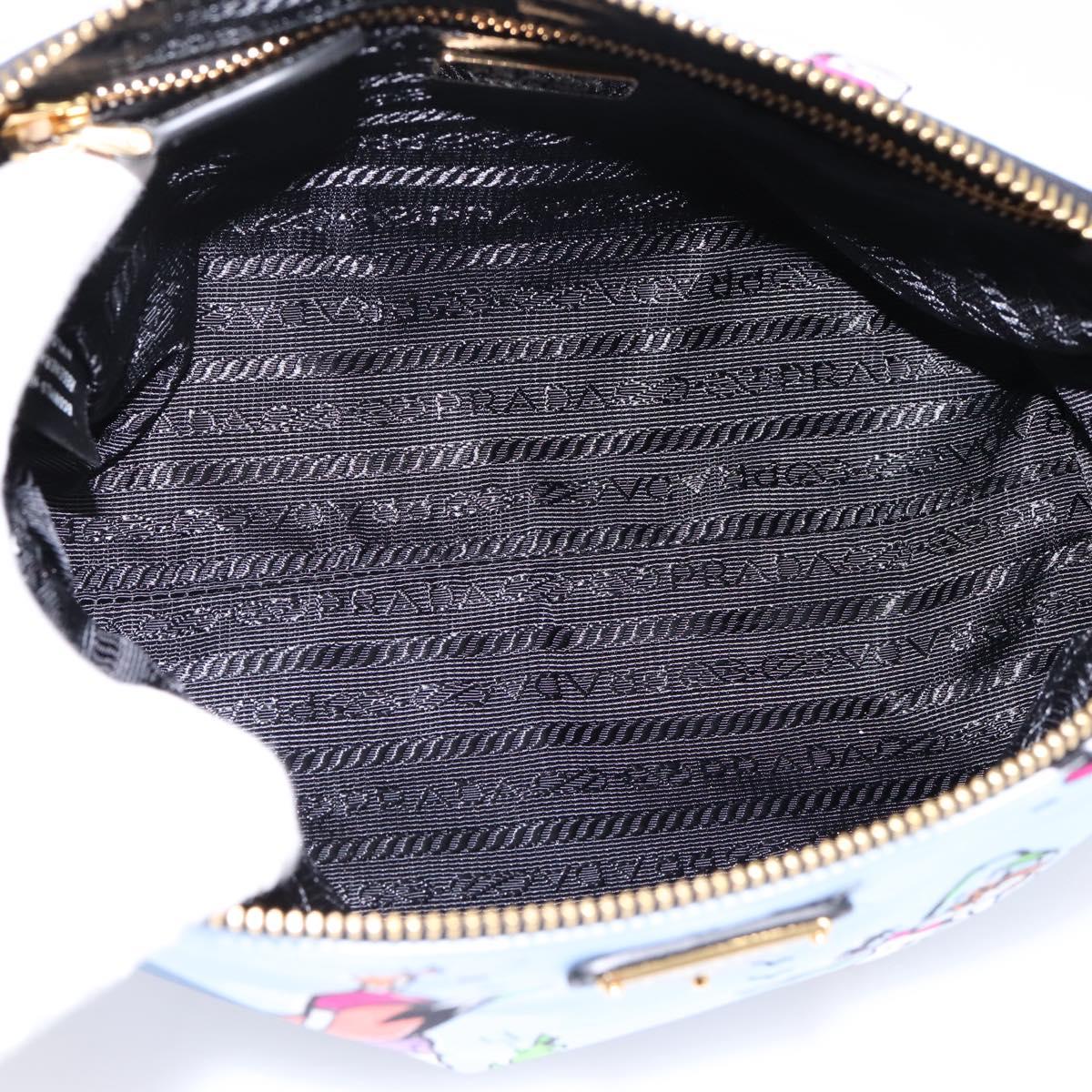 PRADA Pouch Nylon Light Blue Gold Auth 200256A
