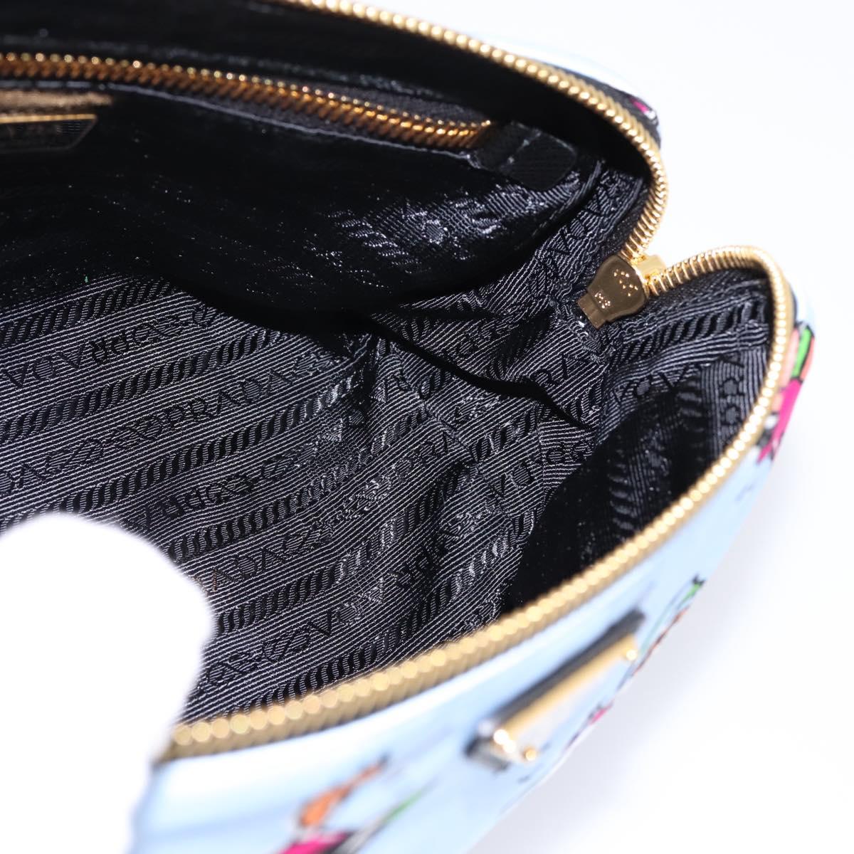 PRADA Pouch Nylon Light Blue Gold Auth 200256A
