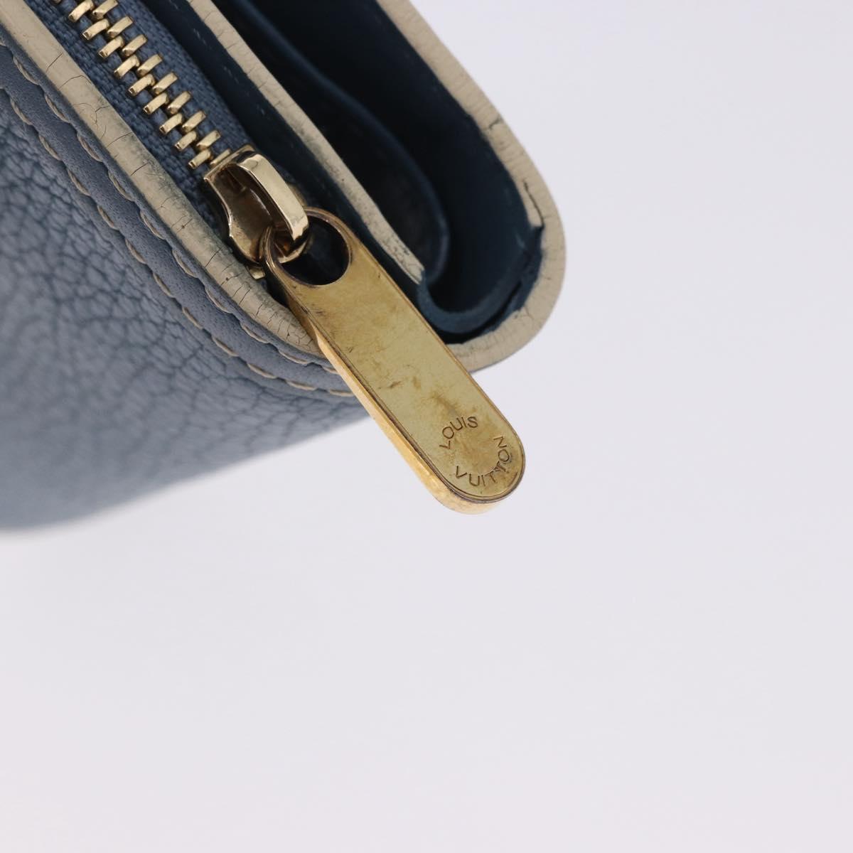 LOUIS VUITTON Suhari Compact Zip Wallet Leather Blue M91829 LV Auth 200260V