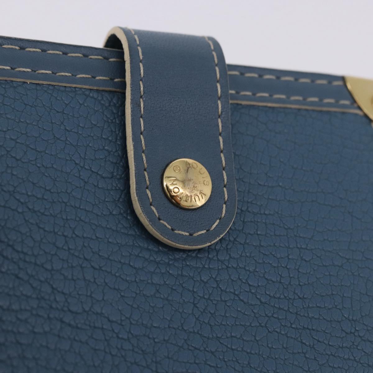 LOUIS VUITTON Suhari Compact Zip Wallet Leather Blue M91829 LV Auth 200260V