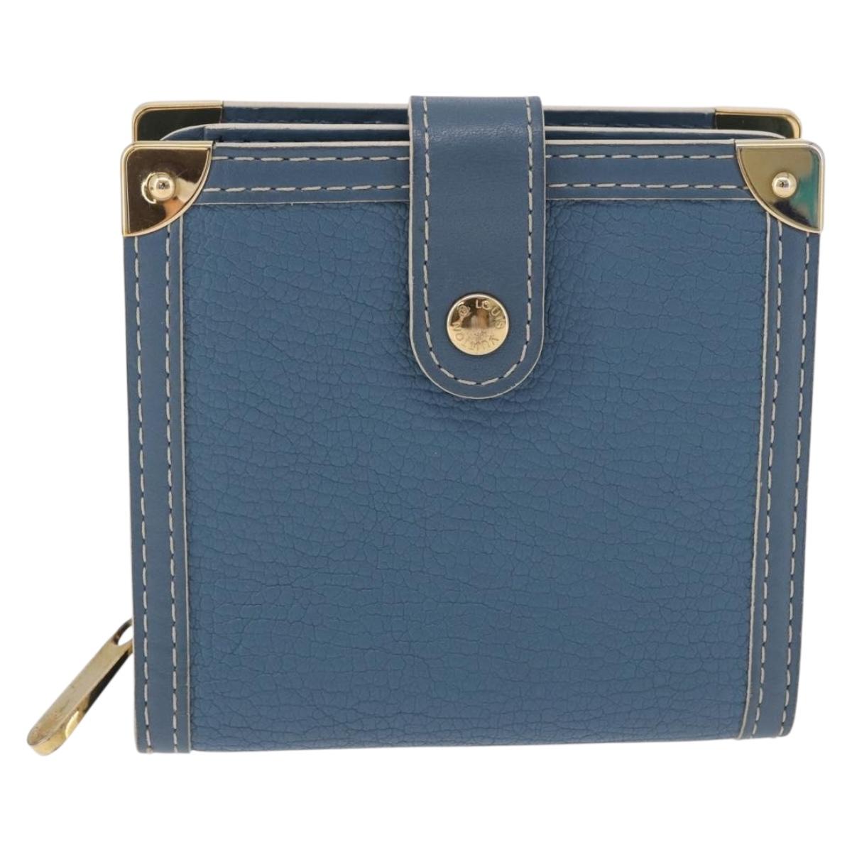 LOUIS VUITTON Suhari Compact Zip Wallet Leather Blue M91829 LV Auth 200260V