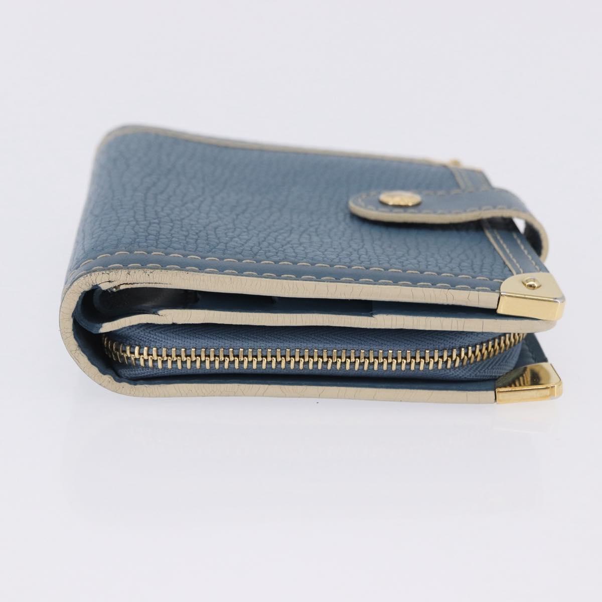 LOUIS VUITTON Suhari Compact Zip Wallet Leather Blue M91829 LV Auth 200260V