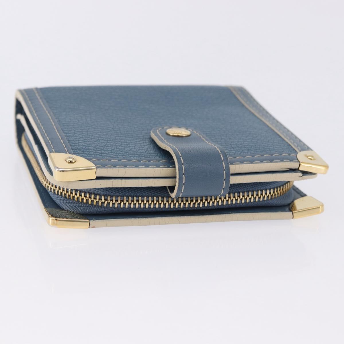 LOUIS VUITTON Suhari Compact Zip Wallet Leather Blue M91829 LV Auth 200260V