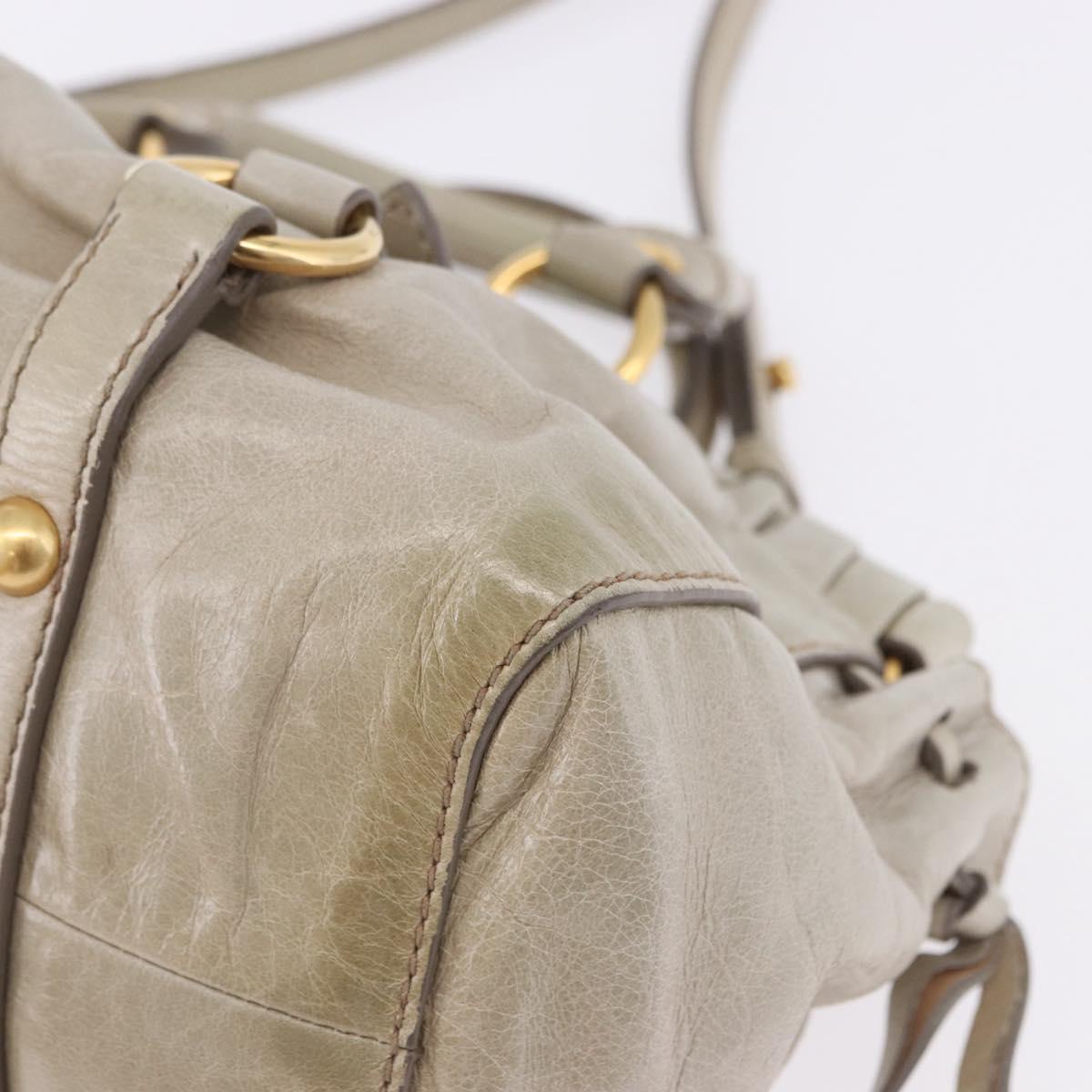 Miu Miu Hand Bag Vitellolux 2way Beige Gold Auth 200264V